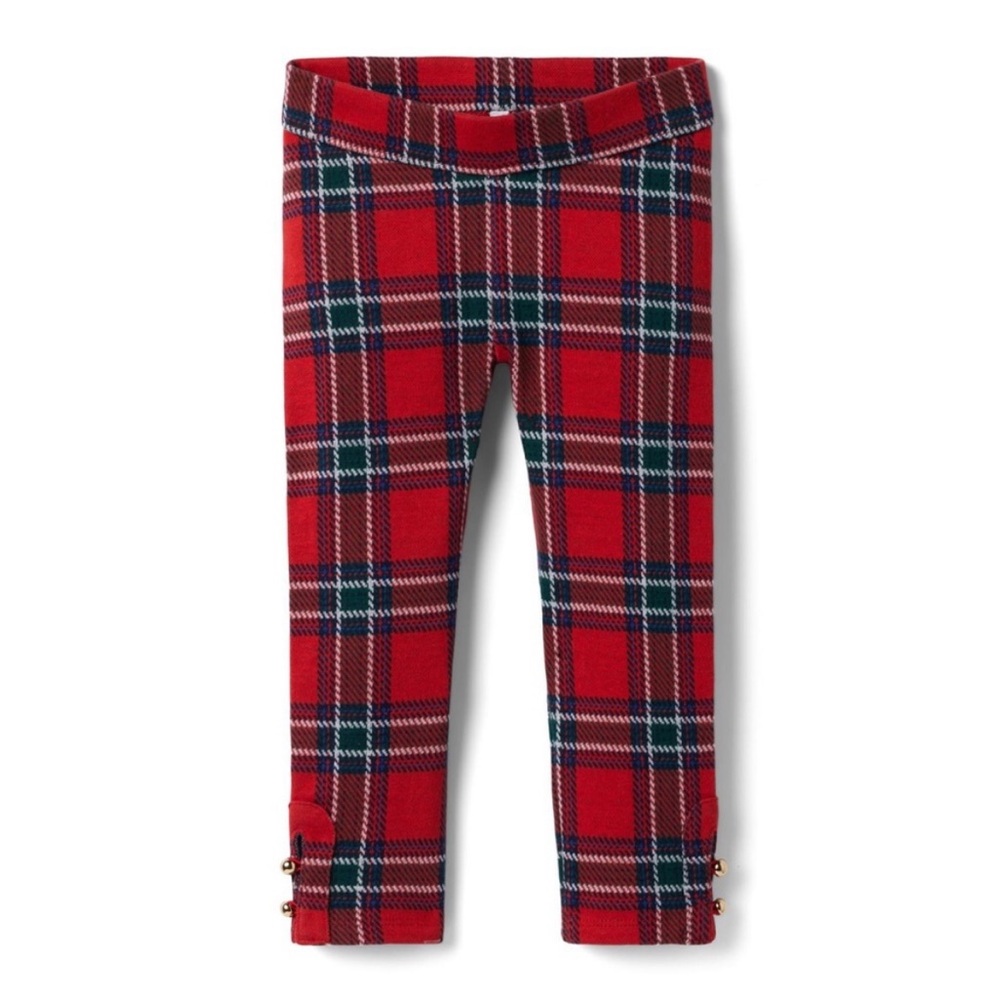 NWOT Janie and Jack 5Y red plaid pants/leggings with gold buttons
